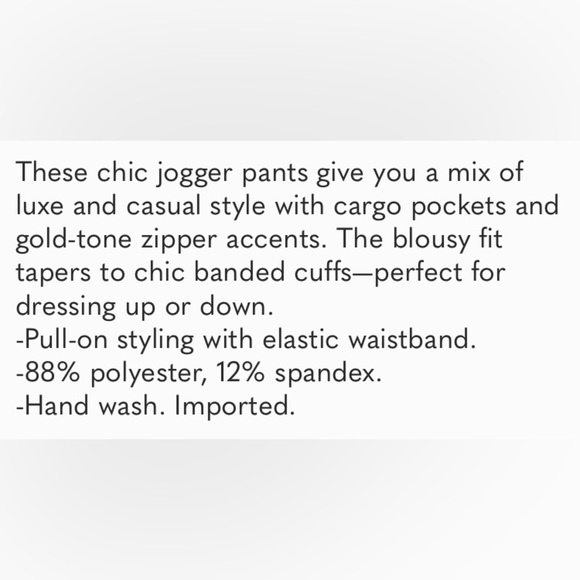 Black Label by Chico’s Green Cargo Zipper Ankle Jogger Pants. Chico’s Size 3 - Picture 16 of 16